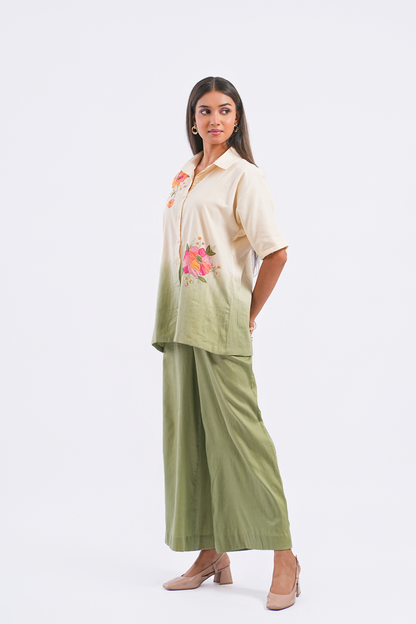 Olive Pure Mulmul Co-Ord Set