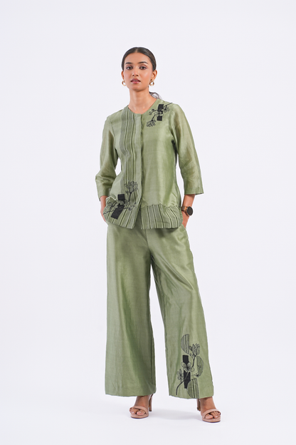 Quote Handloom Chanderi Co-Ord Set (Sage)