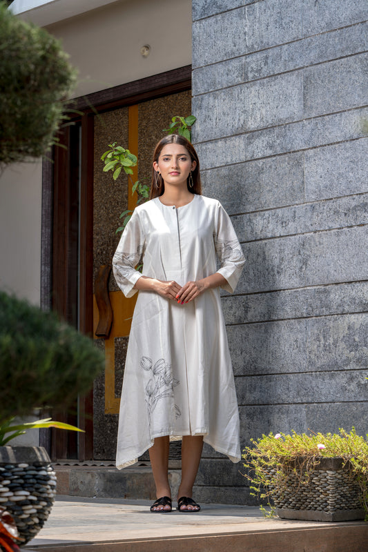 Tulip Garden Pure Chanderi Kurta