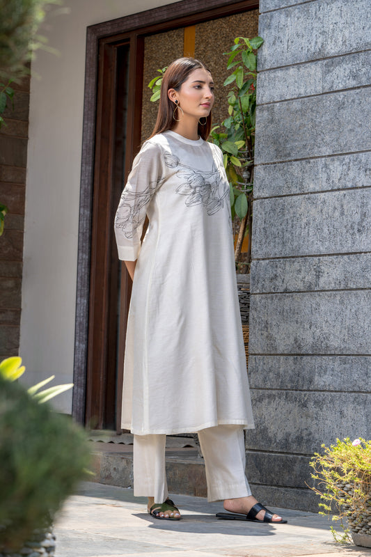 Black Tulips Pure Chanderi Kurta