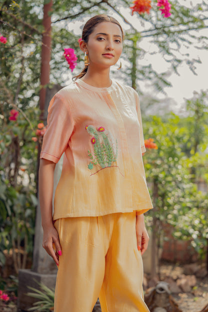 Sunset Pure Chanderi Top