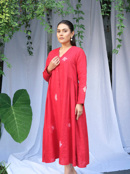 Scarlet Pure Linen Dress