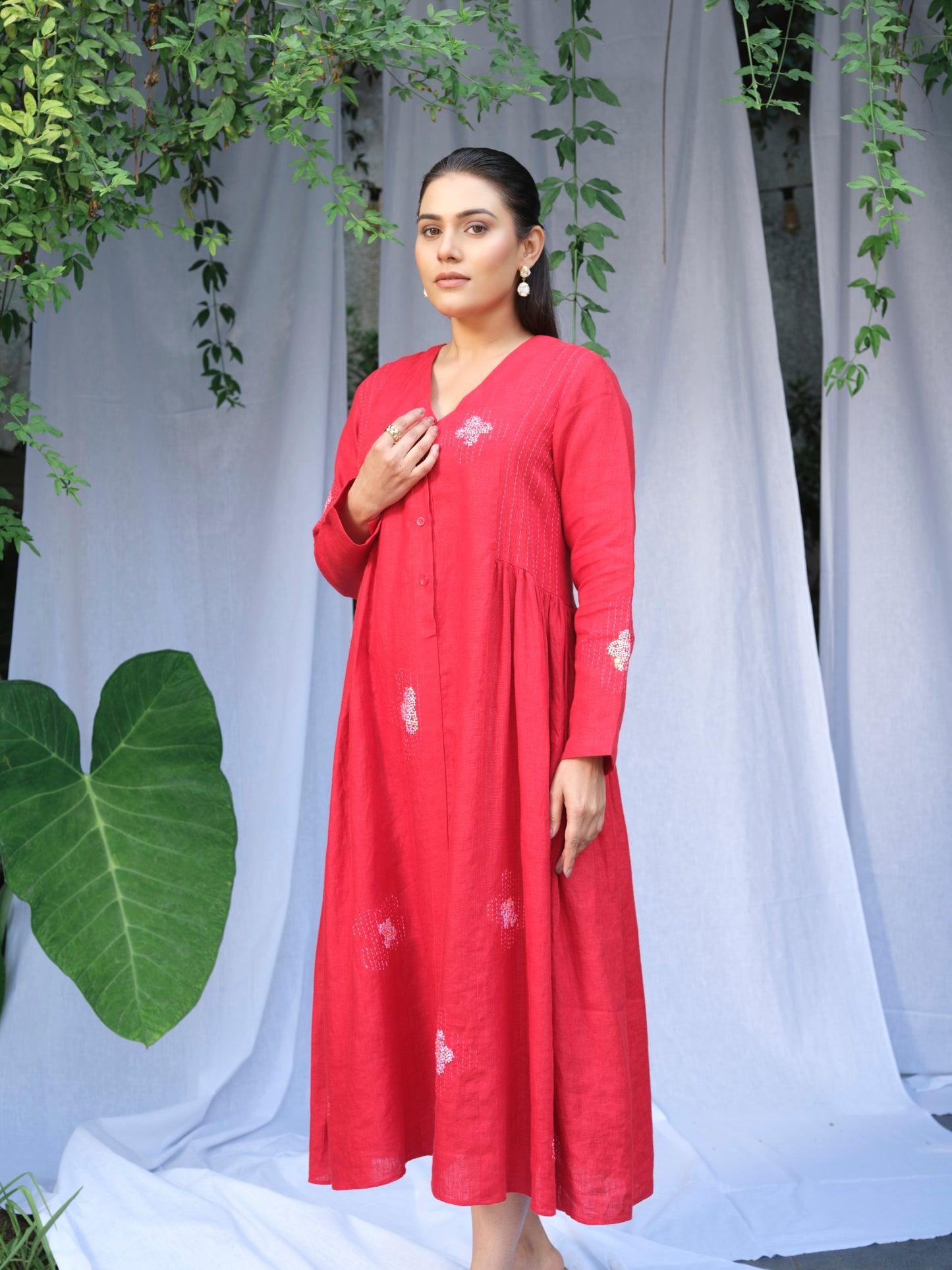 Scarlet Pure Linen Dress