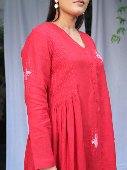 Scarlet Pure Linen Dress