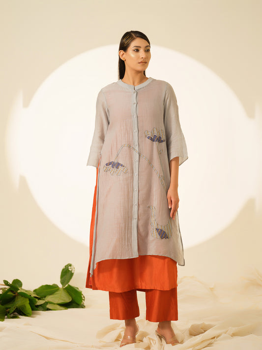 Amber Bloom Pure Chanderi Kurta