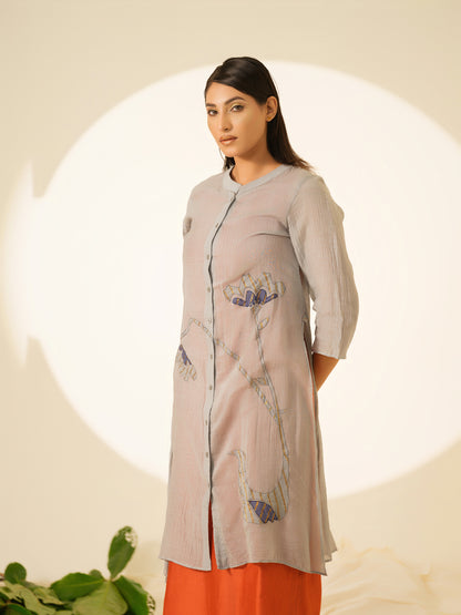 Amber Bloom Pure Chanderi Kurta