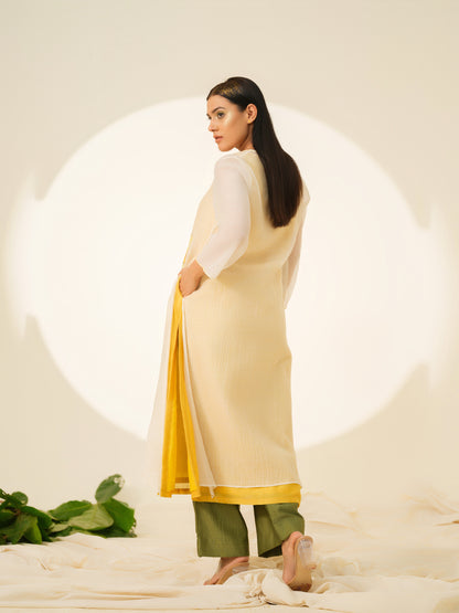 Yellow Bloom Pure Chanderi Kurta