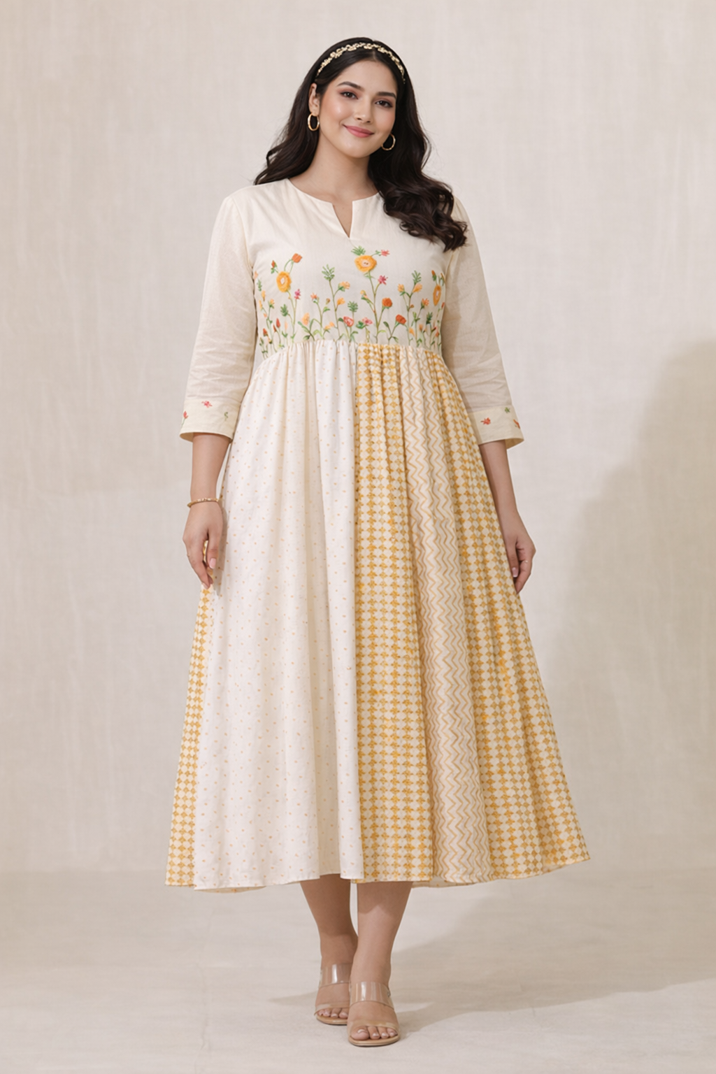 Wheat Fields Pure Cotton Dress (Curve-friendly)