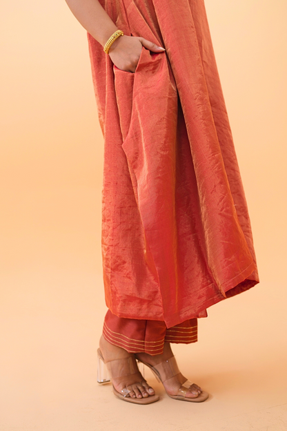 Rust Chanderi Pants