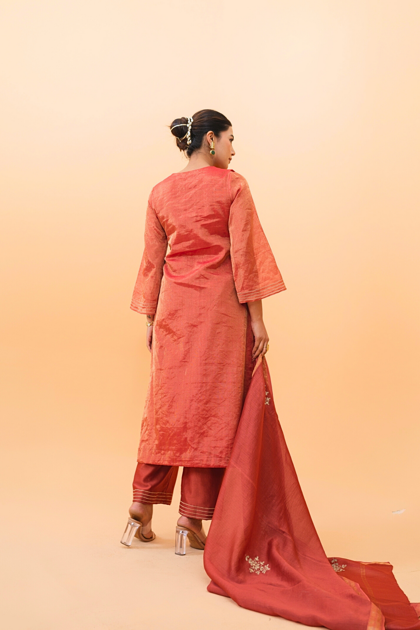 Rust Chanderi Dupatta