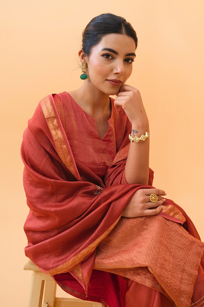 Rust Chanderi Dupatta