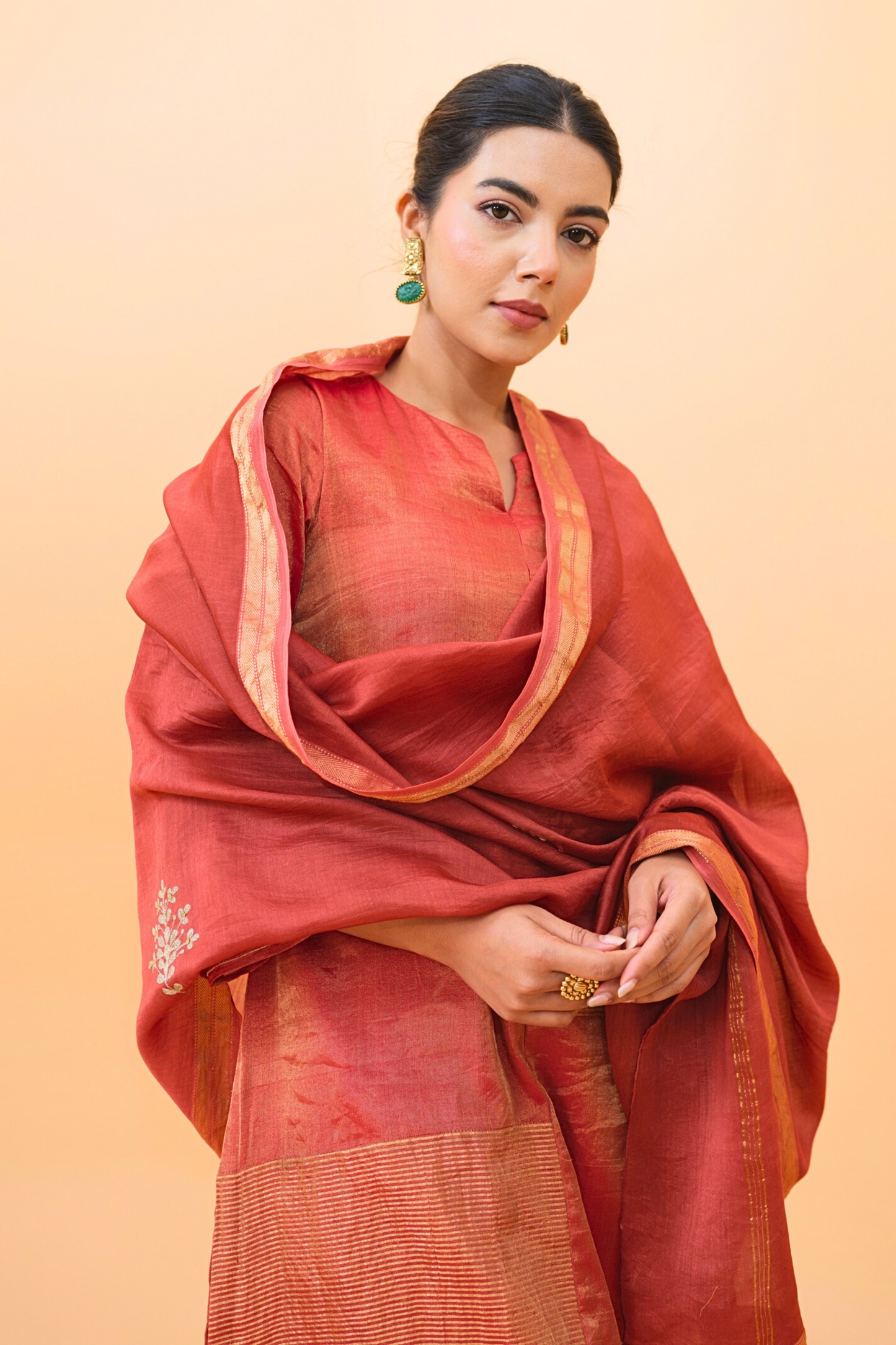 Rust Chanderi Dupatta