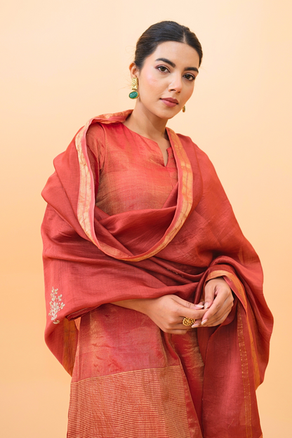 Rust Chanderi Dupatta